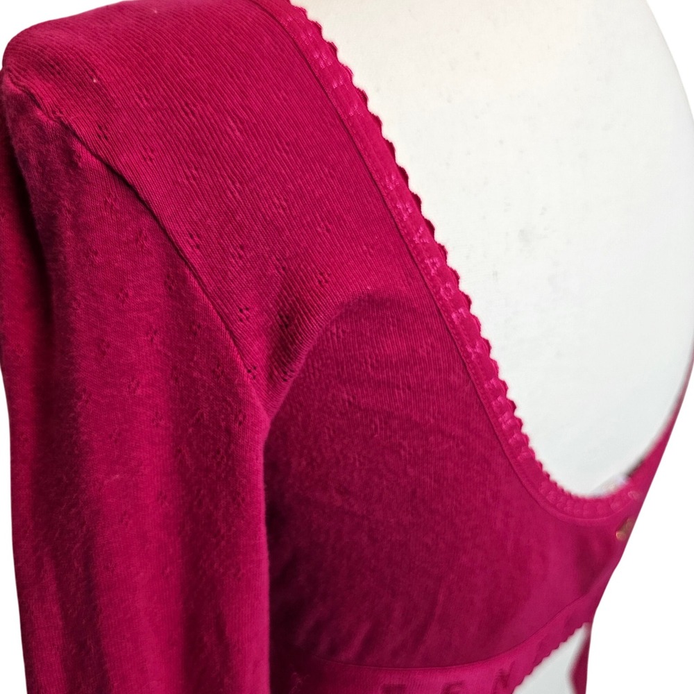 Savage X Fenty Pink Fuchsia Cotton Jersey Knit Long Sleeve Crop Top Size Small - Picture 7 of 10